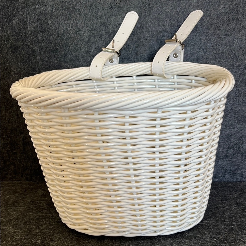 Chic White Wicker Bike Basket